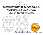Mask 1/72 for Messerschmitt Me262A-1A, Me262A-2A Schwalbe + wheels masks (AirFix)