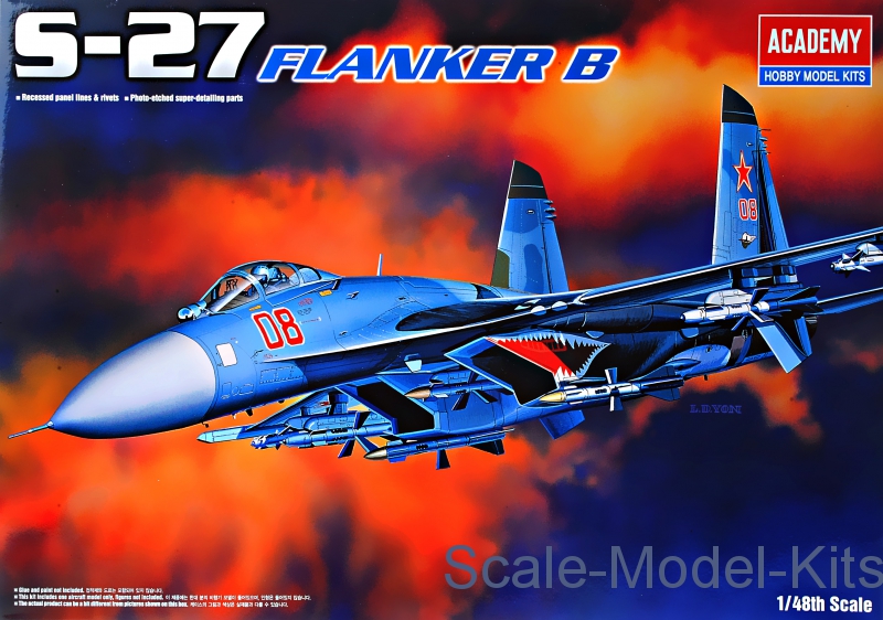 Academy - Fighter Sukhoi Su-27 Flanker B - Plastic Scale Model Kit In 1 ...