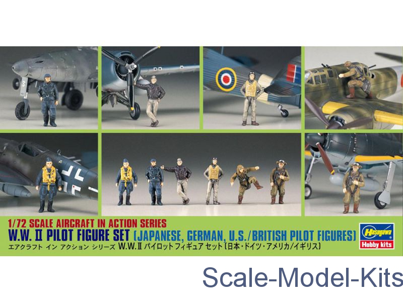 WWII Pilot Figure Set (Japanese, German, US / British)-Hasegawa 