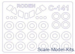 Decals / Mask: Mask for C-141B Starlifter and wheels masks (Roden), KV Models, Scale 1:144